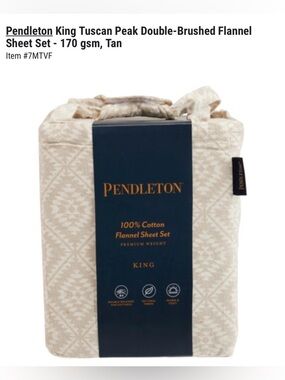 Pendleton Tan & Cream King Flannel Sheet Set